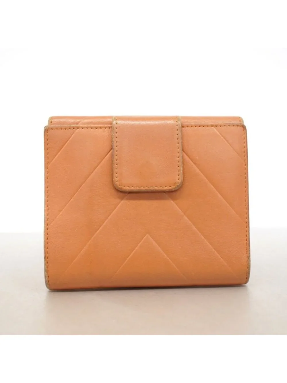 Chanel Wallet Stitch Lambskin Brown Silver